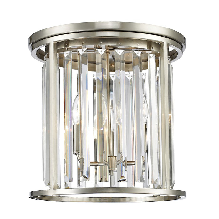 Z-Lite Monarch 3 Light Flush Mount, 14x14x13.88", Brushed Nickel, Clear - 439F14-BN