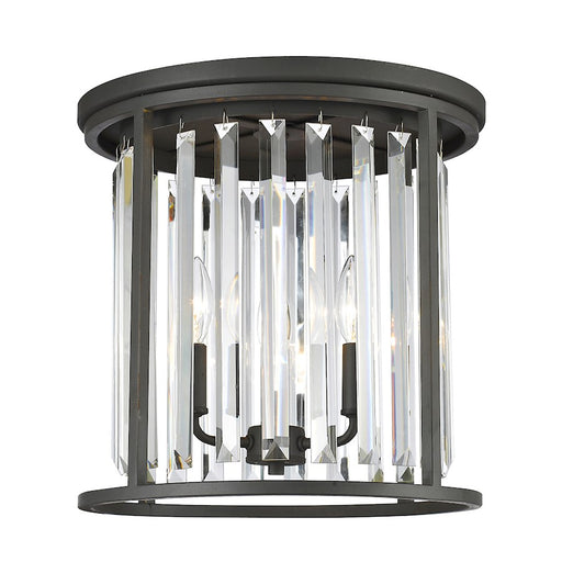 Z-Lite Monarch 3 Light Flush Mount, 14x14x13.88", Bronze, Clear - 439F14-BRZ