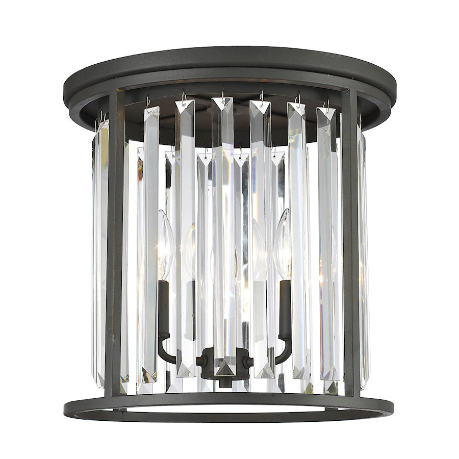 Z-Lite Monarch 3 Light Flush Mount, 14x14x13.88", Bronze, Clear - 439F14-BRZ