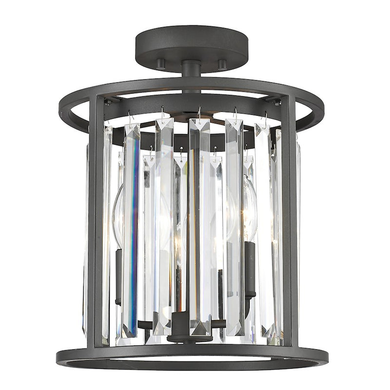 Z-Lite Monarch 3 Light Semi Flush Mount, 11.75x11.75x14.5", Bronze, Clear - 439SF12-BRZ
