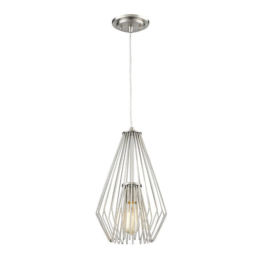 Z-Lite Quintus 1 Light Mini Pendant, 9.25x9.25x15.75", Nickel, Nickel - 442MP-BN