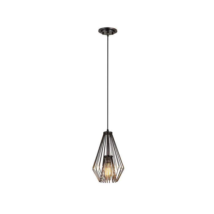 Z-Lite Quintus 1 Light 9.25" Mini Pendant, Plated Bronze