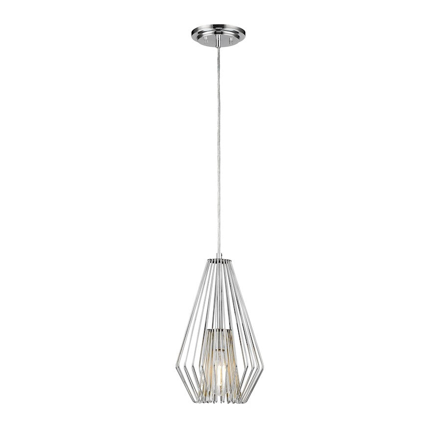Z-Lite Quintus 1 Light Mini Pendant, 9.25x9.25x15.75", Chrome - 442MP-CH