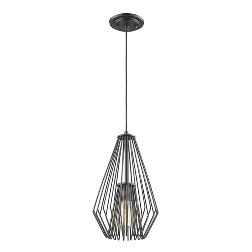 Z-Lite Quintus 1 Light Mini Pendant, 9.25x9.25x15.75", Black, Black - 442MP-MB