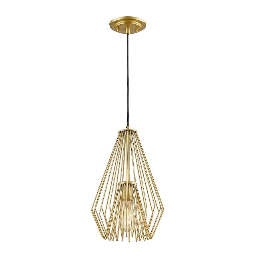 Z-Lite Quintus 1 Light Mini Pendant, 9.25x9.25x15.75", Gold, Gold - 442MP-MG