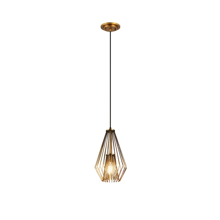 Z-Lite Quintus 1 Light 9.25" Mini Pendant, Rubbed Brass