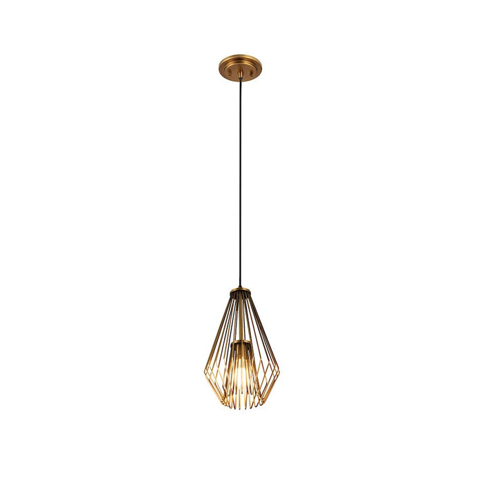 Z-Lite Quintus 1 Light 9.25" Mini Pendant, Rubbed Brass