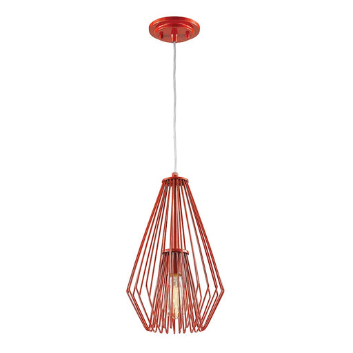 Z-Lite Quintus 1 Light Mini Pendant, 9.25x9.25x15.75", Red, Red - 442MP-RD