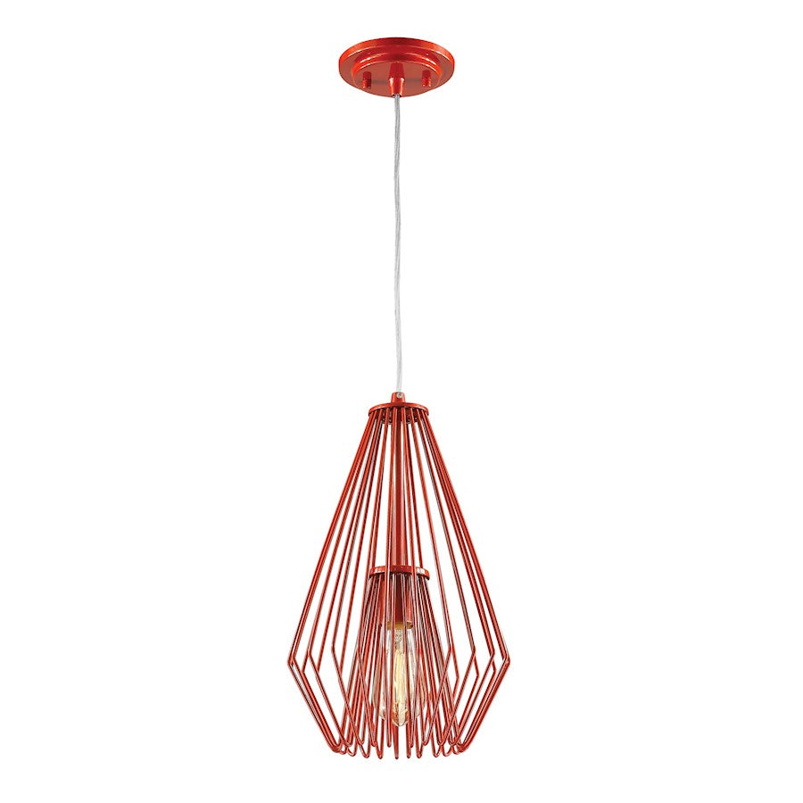 Z-Lite Quintus 1 Light Mini Pendant, 9.25x9.25x15.75", Red, Red - 442MP-RD