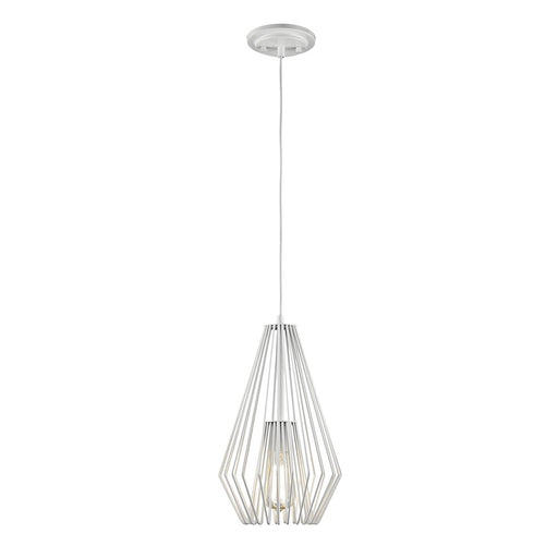 Z-Lite Quintus 1 Light Mini Pendant, 9.25x9.25x15.75", Gloss White - 442MP-WH