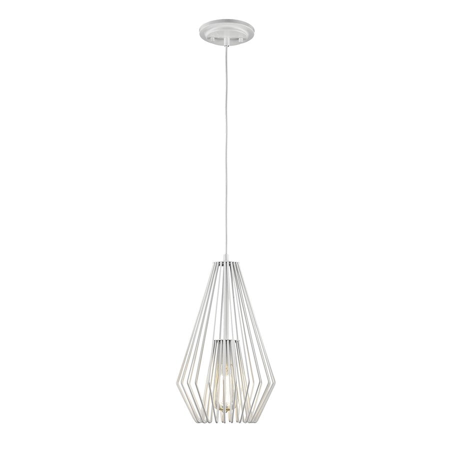 Z-Lite Quintus 1 Light Mini Pendant, 9.25x9.25x15.75", Gloss White - 442MP-WH