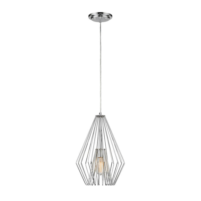 Z-Lite Quintus 1 Light Mini Pendant, 12.25x12.25x18.5", Chrome - 442MP12-CH