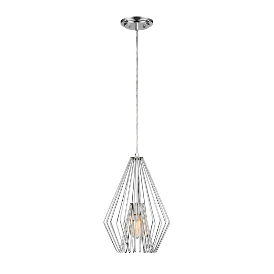 Z-Lite Quintus 1 Light Mini Pendant, 12.25x12.25x18.5", Chrome - 442MP12-CH