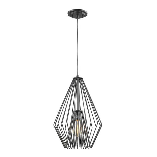 Z-Lite Quintus 1 Light Mini Pendant, 12.25x12.25x18.5", Black, Black - 442MP12-MB