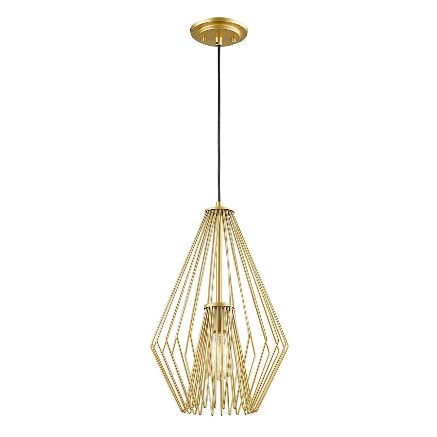 Z-Lite Quintus 1 Light Mini Pendant, 12.25x12.25x18.5", Gold, Gold - 442MP12-MG