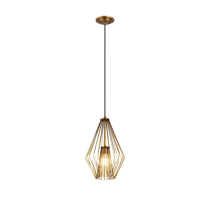 Z-Lite Quintus 1 Light 12.25" Mini Pendant, Rubbed Brass