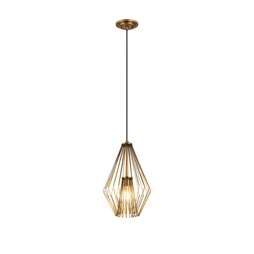 Z-Lite Quintus 1 Light 12.25" Mini Pendant, Rubbed Brass