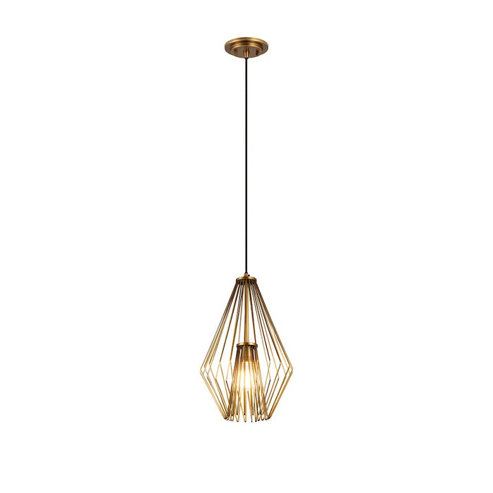 Z-Lite Quintus 1 Light 12.25" Mini Pendant, Rubbed Brass