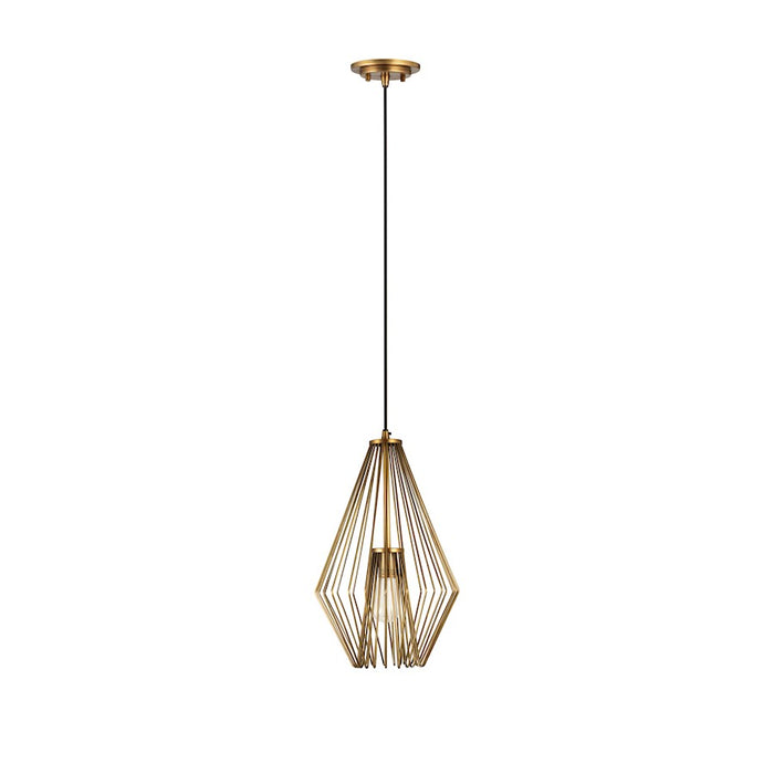 Z-Lite Quintus 1 Light 12.25" Mini Pendant, Rubbed Brass