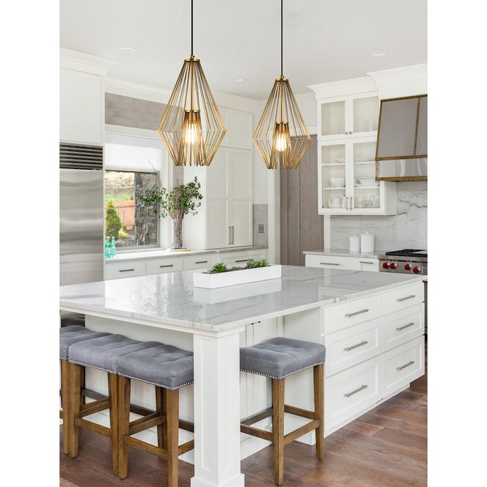 Z-Lite Quintus 1 Light 12.25" Mini Pendant, Rubbed Brass