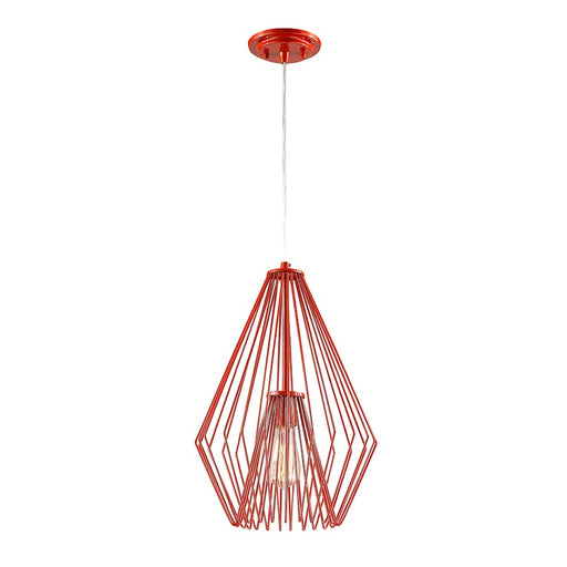 Z-Lite Quintus 1 Light Mini Pendant, 12.25x12.25x18.5", Red, Red - 442MP12-RD