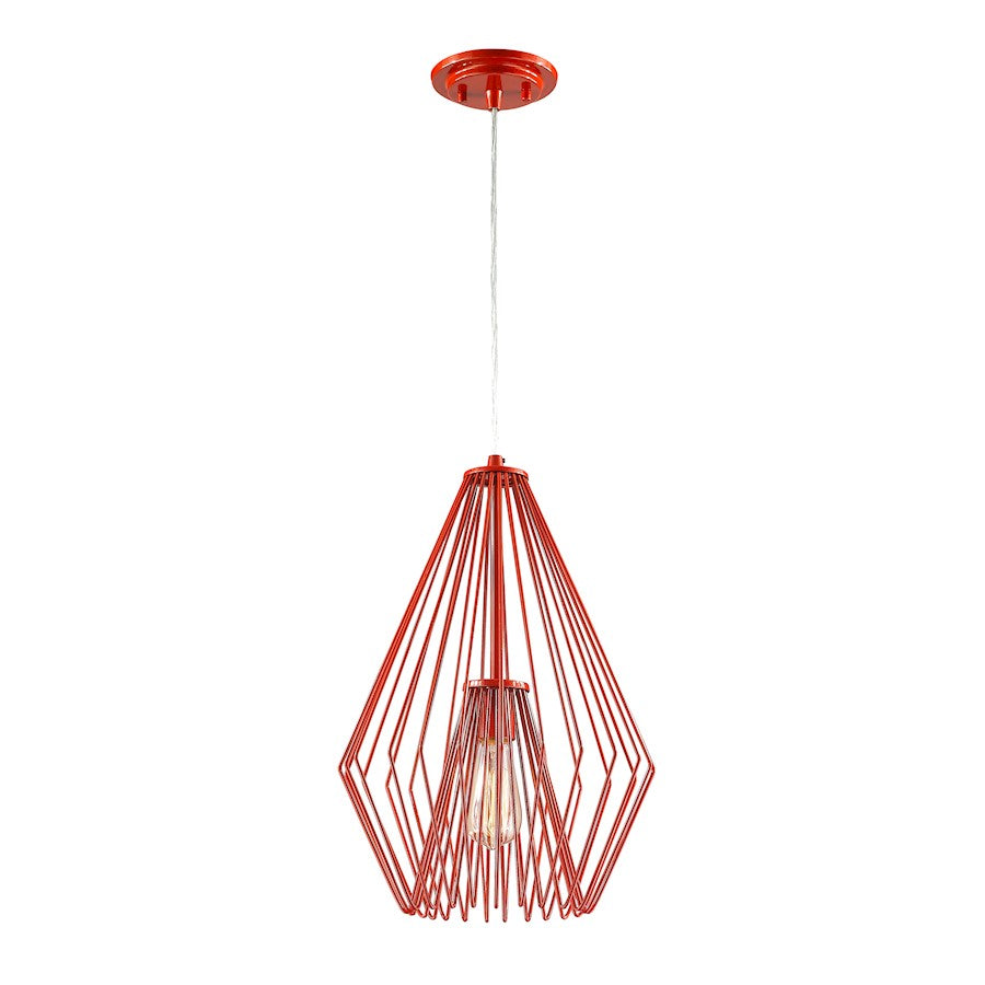 Z-Lite Quintus 1 Light Mini Pendant, 12.25x12.25x18.5", Red, Red - 442MP12-RD