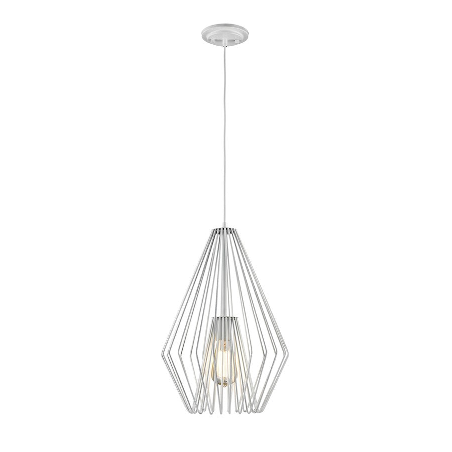 Z-Lite Quintus 1 Light Mini Pendant, 12.25x12.25x18.5", Gloss White - 442MP12-WH