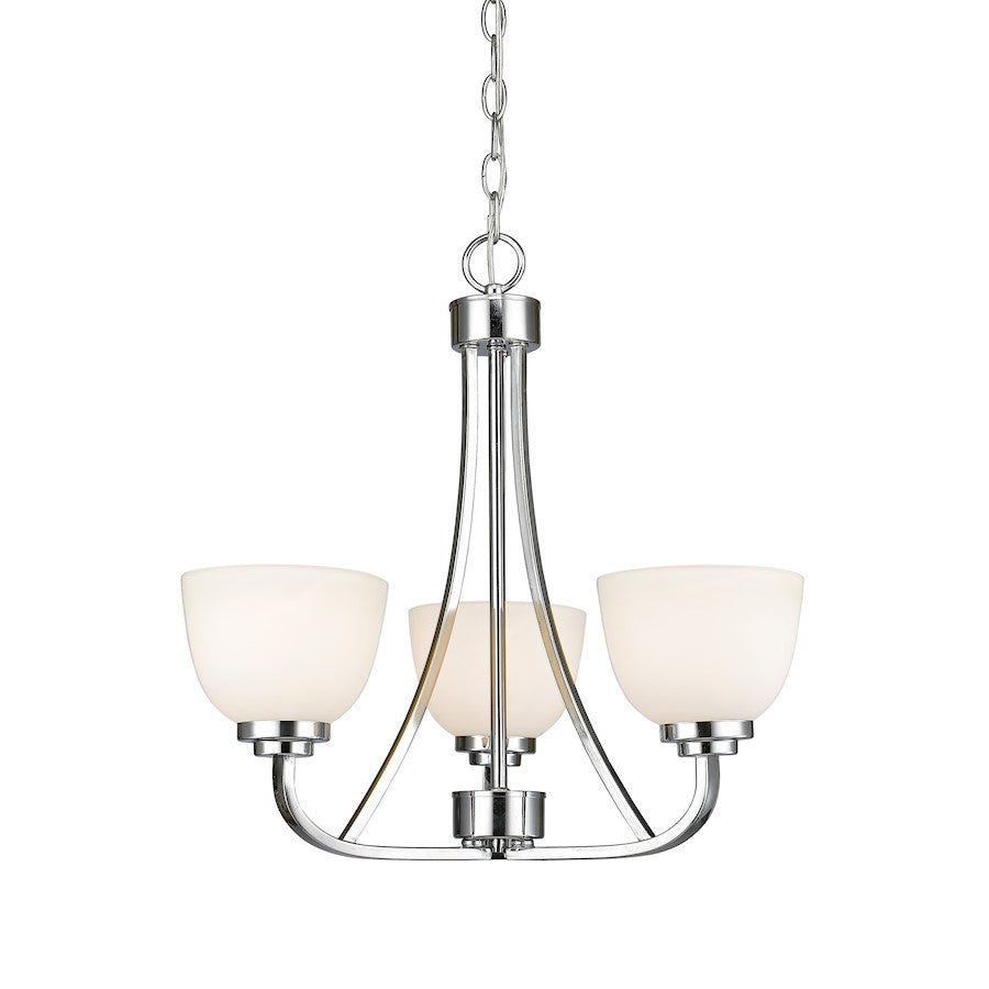 Z-Lite Ashton 3 Light Chandelier, Chrome, Matte Opal - 443-3-CH