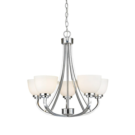 Z-Lite Ashton 5 Light Chandelier, Chrome, Matte Opal - 443-5-CH