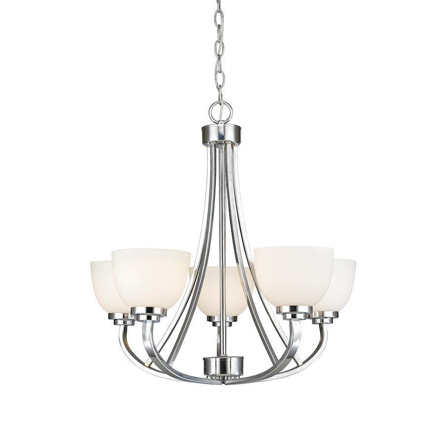 Z-Lite Ashton 5 Light Chandelier, Chrome, Matte Opal - 443-5-CH