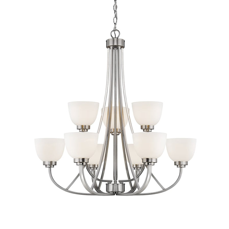 Z-Lite Ashton 9 Light Chandelier, Brushed Nickel, Matte Opal - 443-9-BN