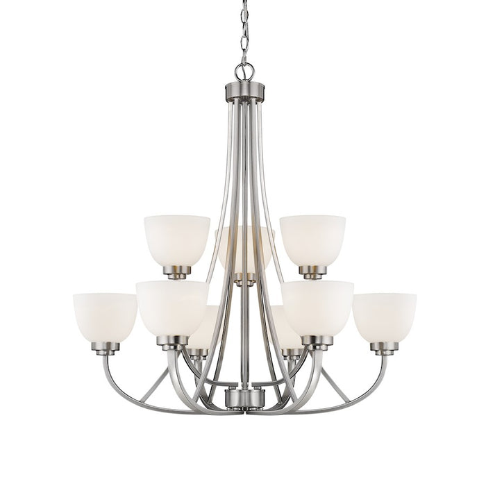 Z-Lite Ashton 9 Light Chandelier, Brushed Nickel, Matte Opal - 443-9-BN