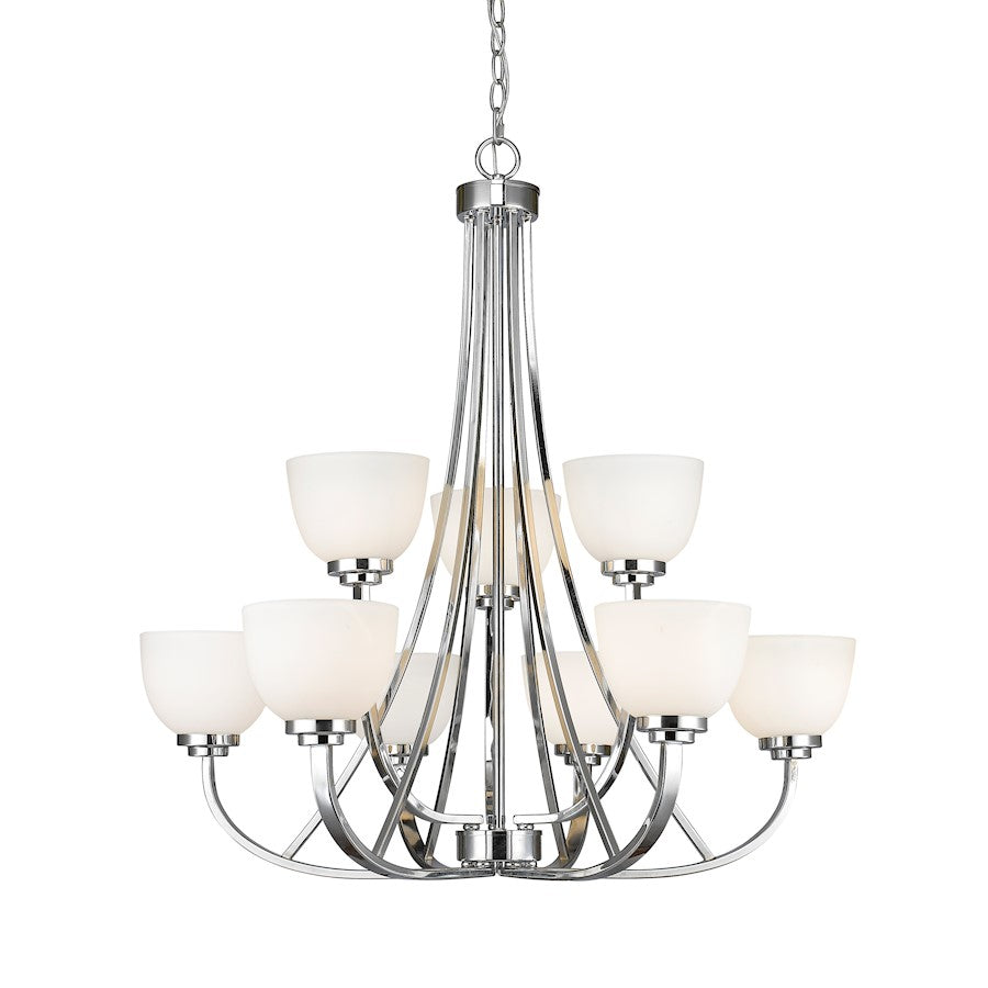 Z-Lite Ashton 9 Light Chandelier, Chrome, Matte Opal - 443-9-CH