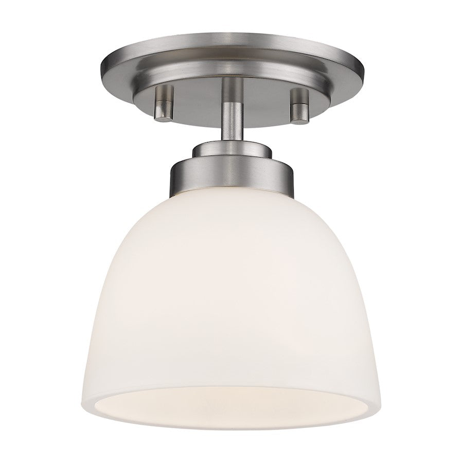 Z-Lite Ashton 1 Light Flush Mount, Brushed Nickel, Matte Opal - 443F1-BN