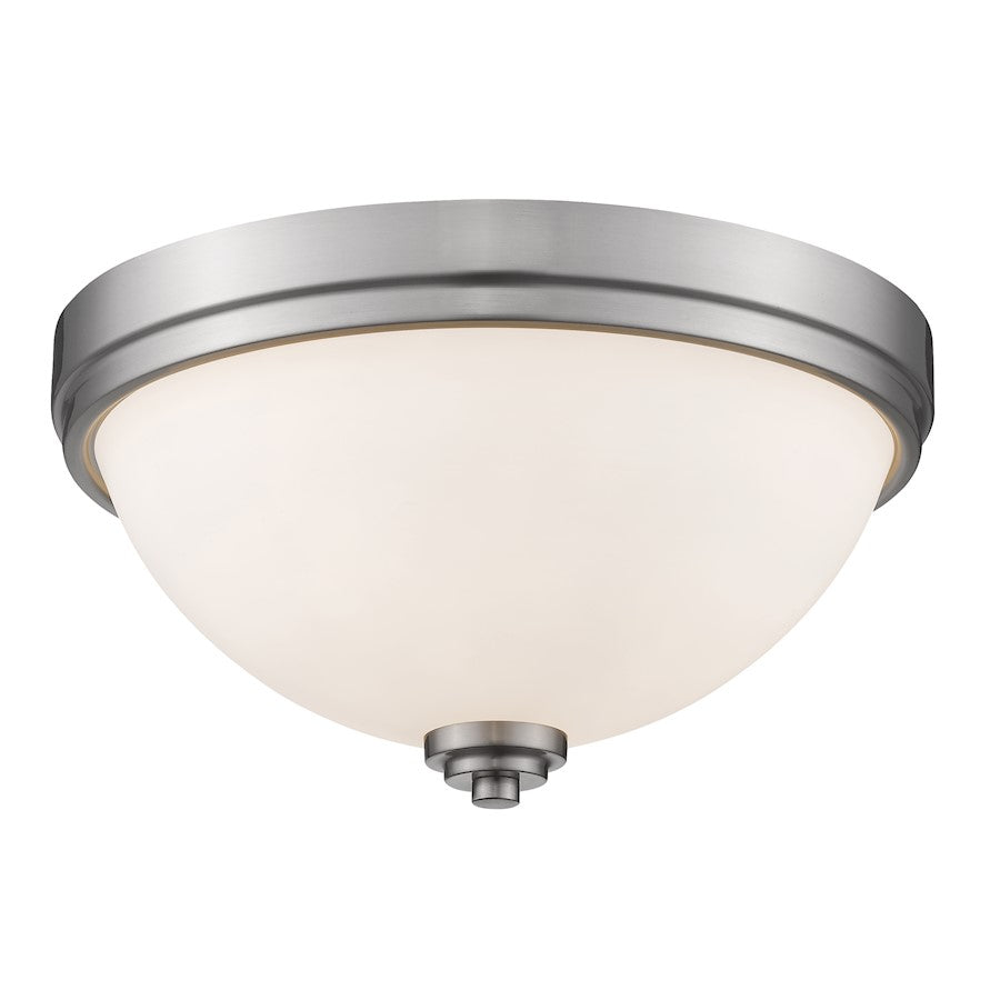Z-Lite Ashton 2 Light Flush Mount, Brushed Nickel, Matte Opal - 443F2-BN
