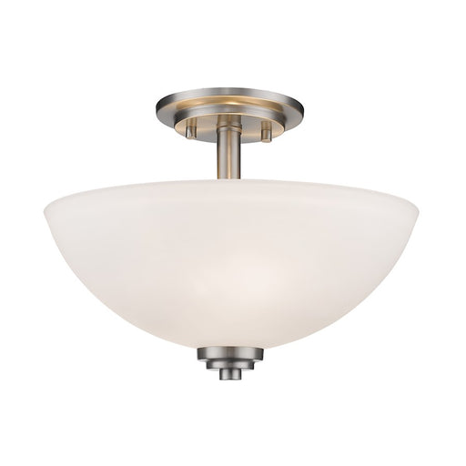 Z-Lite Ashton 3 Light Semi Flush Mount, Brushed Nickel, Matte Opal - 443SF-BN