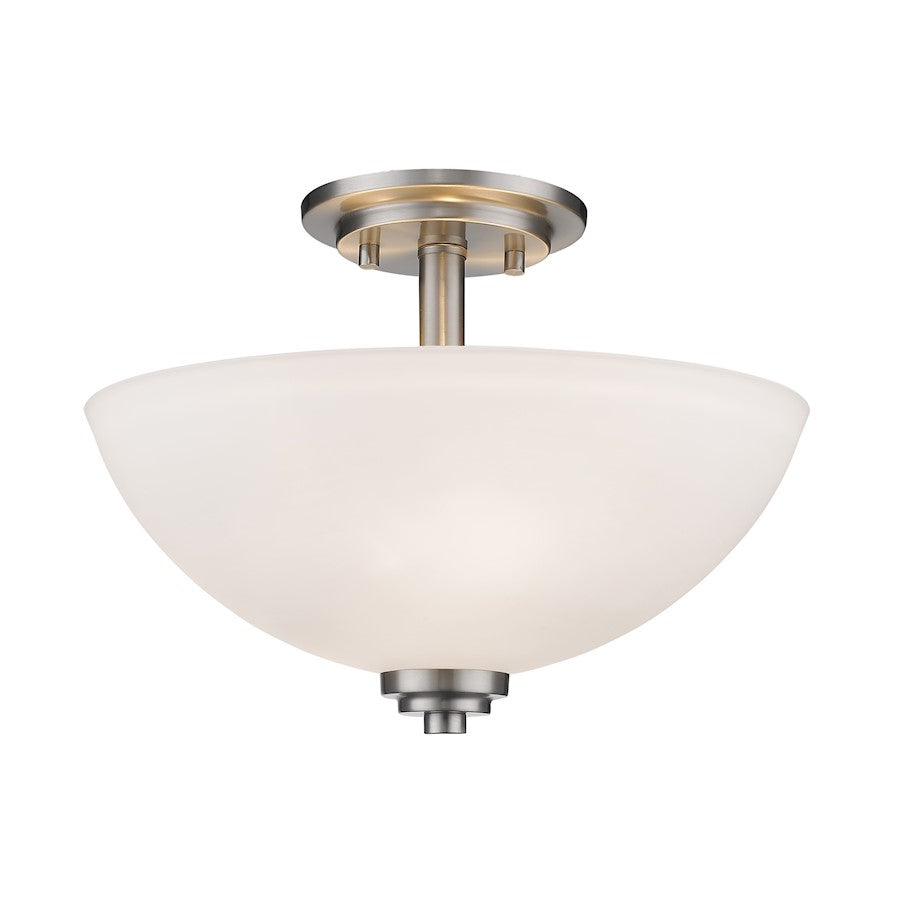 Z-Lite Ashton 3 Light Semi Flush Mount, Brushed Nickel, Matte Opal - 443SF-BN