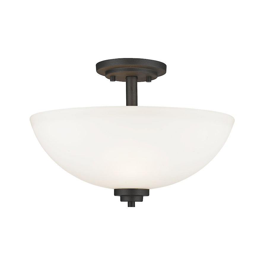 Z-Lite Ashton 3 Light Semi Flush Mount, Bronze, Matte Opal - 443SF-BRZ