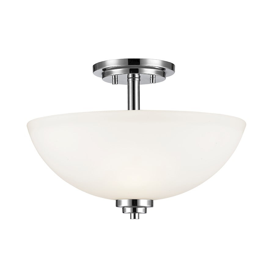 Z-Lite Ashton 3 Light Semi Flush Mount, Chrome, Matte Opal - 443SF-CH