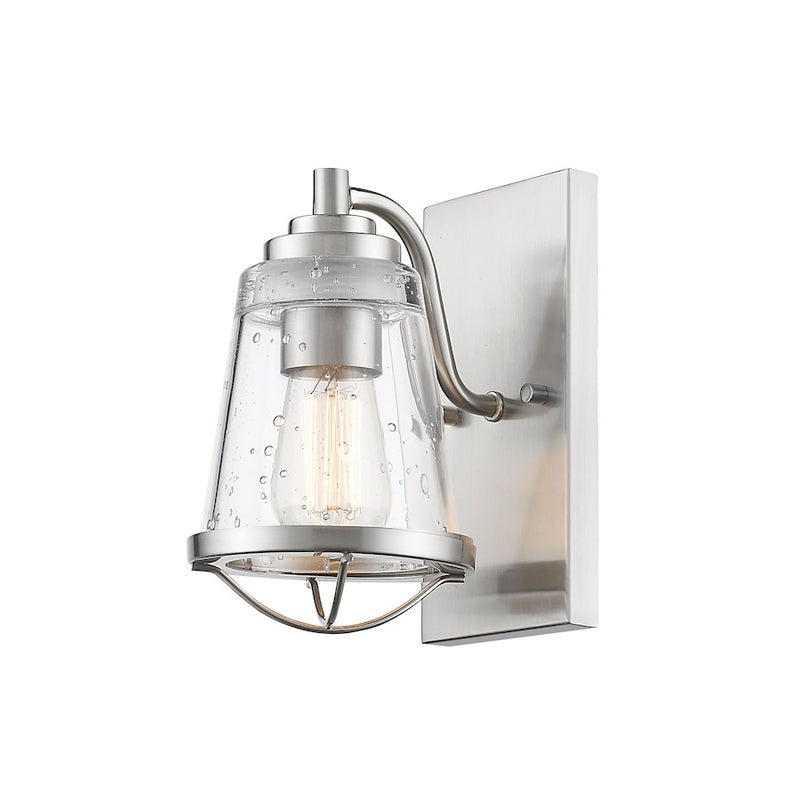 Z-Lite Mariner 1 Light Wall Sconce, Brushed Nickel, Clear Seedy - 444-1S-BN