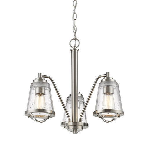 Z-Lite Mariner 3 Light Chandelier, Brushed Nickel, Clear Seedy - 444-3-BN