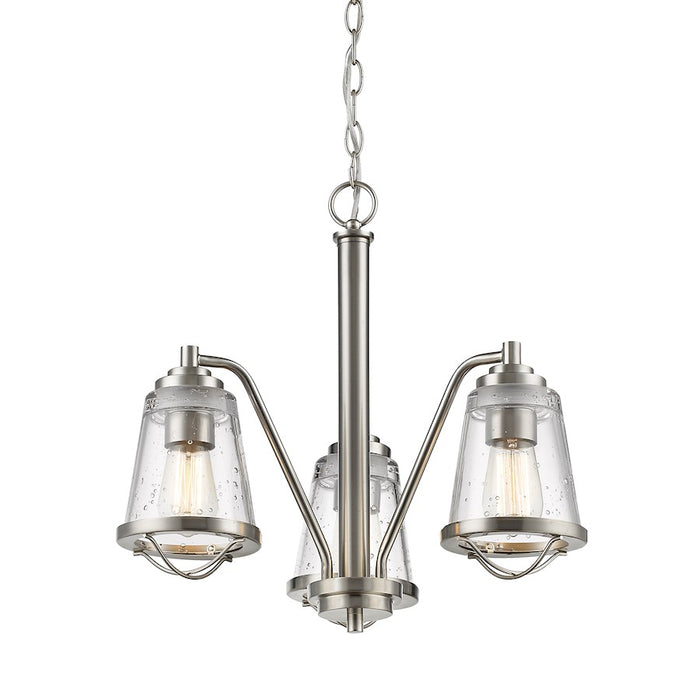Z-Lite Mariner 3 Light Chandelier, Brushed Nickel, Clear Seedy - 444-3-BN