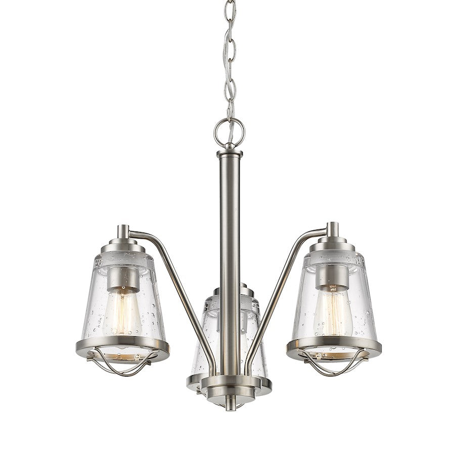 Z-Lite Mariner 3 Light Chandelier, Brushed Nickel, Clear Seedy - 444-3-BN