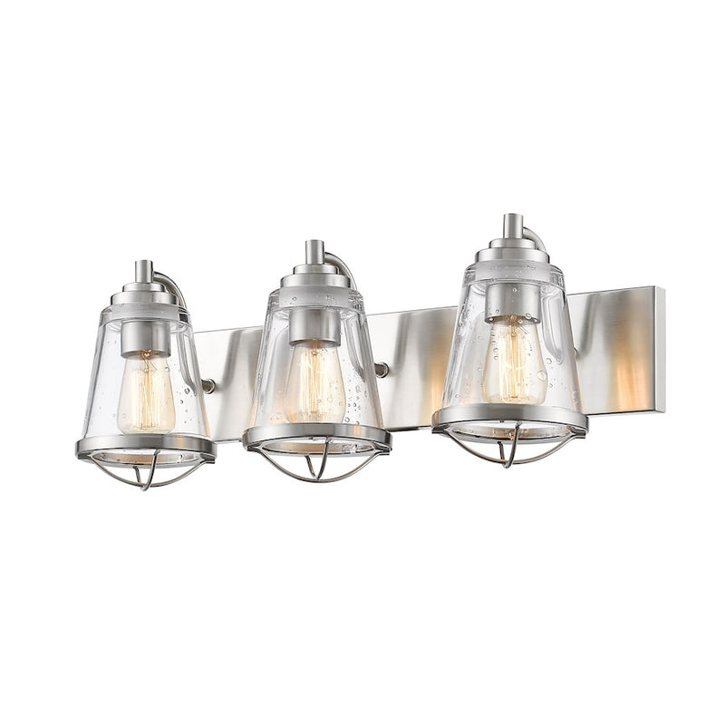 Z-Lite Mariner 3 Light Vanity, Brushed Nickel, Clear Seedy - 444-3V-BN