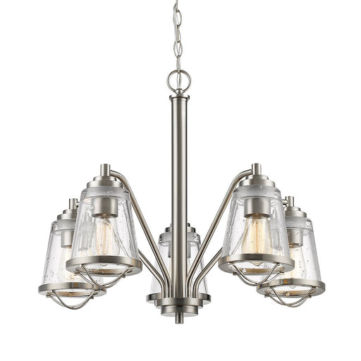 Z-Lite Mariner 5 Light Chandelier, Brushed Nickel, Clear Seedy - 444-5-BN