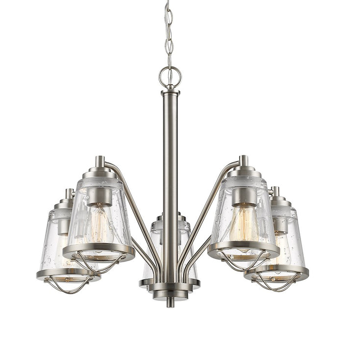 Z-Lite Mariner 5 Light Chandelier, Brushed Nickel, Clear Seedy - 444-5-BN