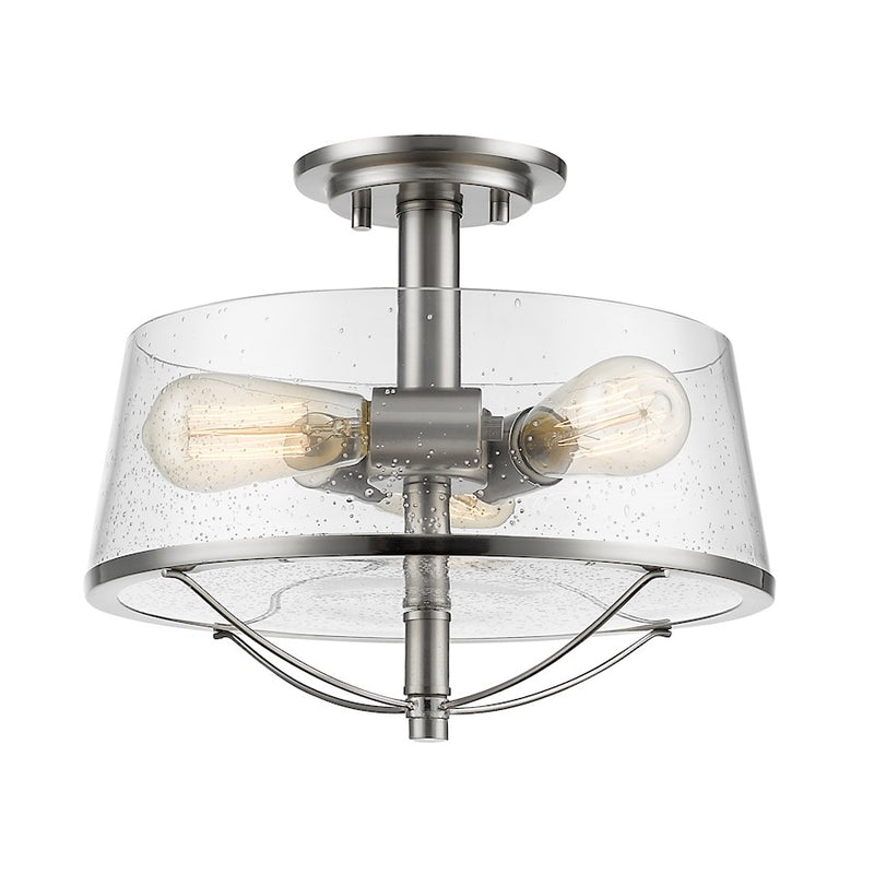Z-Lite Mariner 3 Light Semi-Flush, Brushed Nickel, Clear Seedy - 444SF-BN