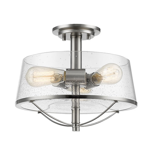 Z-Lite Mariner 3 Light Semi-Flush, Brushed Nickel, Clear Seedy - 444SF-BN