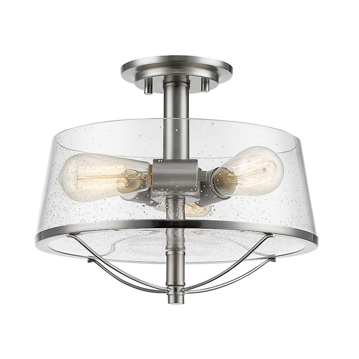 Z-Lite Mariner 3 Light Semi-Flush, Brushed Nickel, Clear Seedy - 444SF-BN