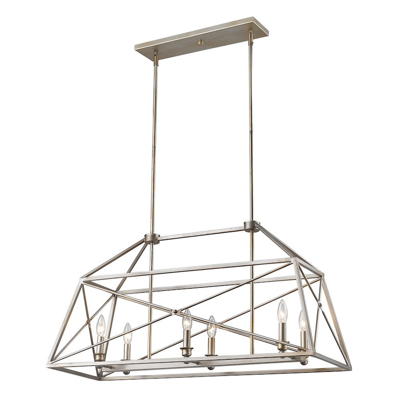 Z-Lite Tressle 6 Light Pendant, Antique Silver, Antique Silver - 447-36AS